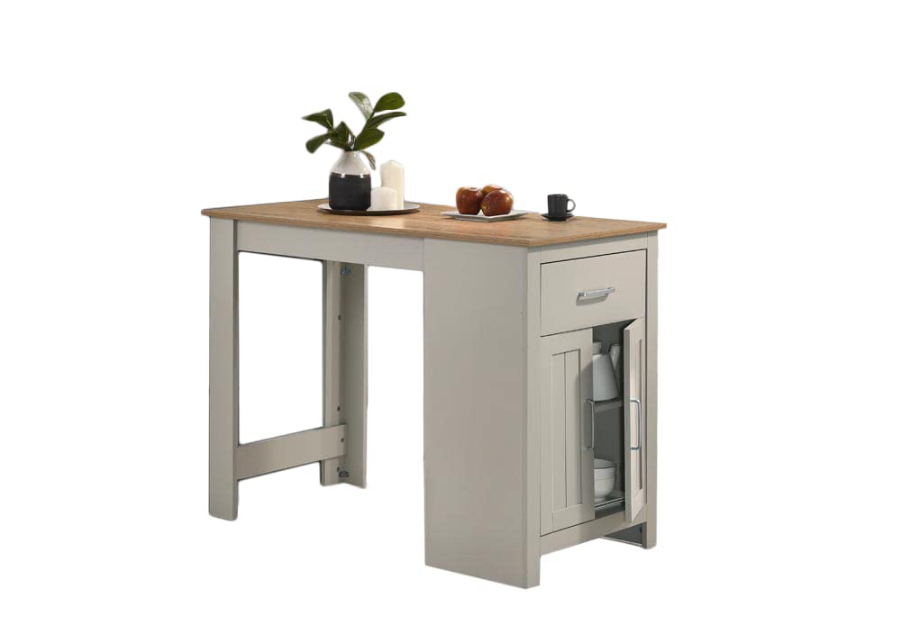 Lilola Home Alonzo 47 W Light Gray Counter Height Dining Table - Small Space Friendly Modern Table with Wood and Metal Frame for