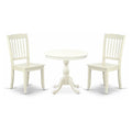 East West Furniture AMDA3-LWH-W 3 Piece Dinette Set for Small Spaces Contains a Round Kitchen Table with Pedestal and 2 Dining C