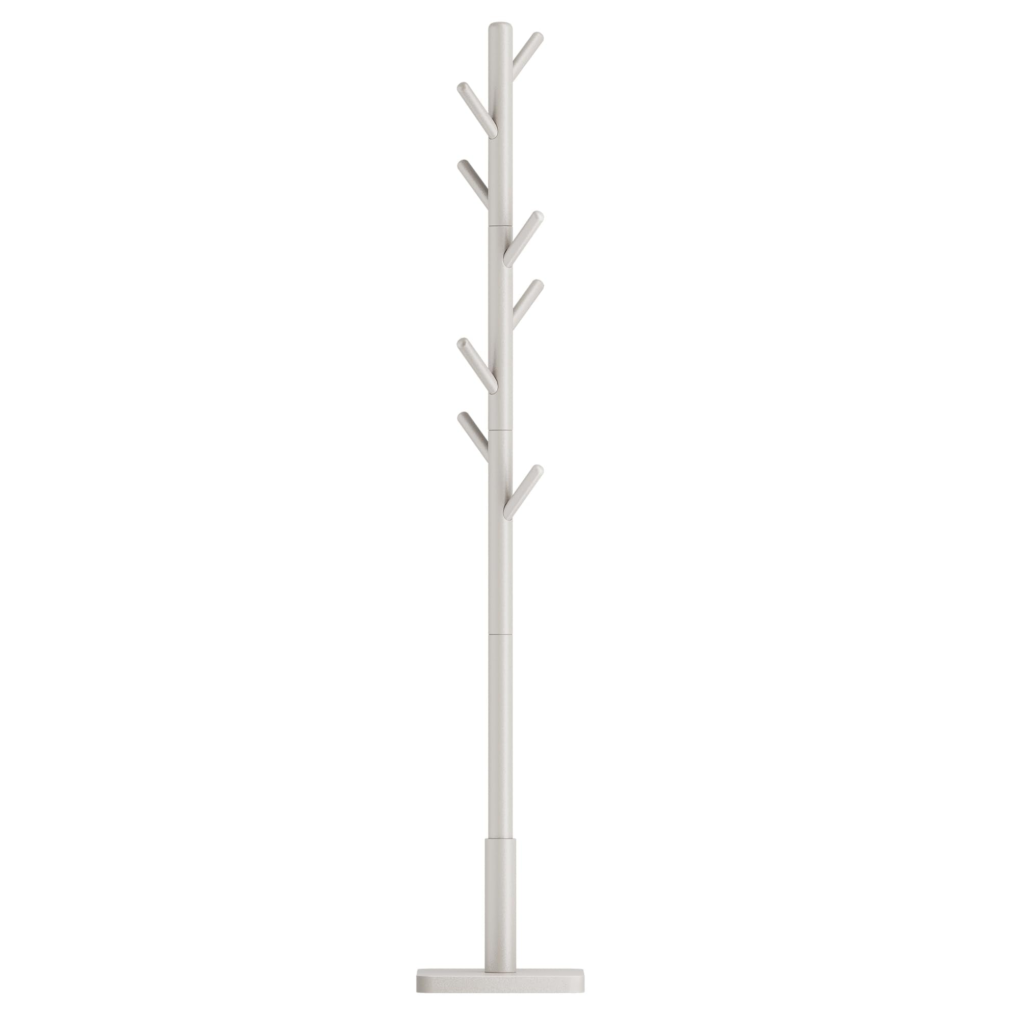 VASAGLE Solid Wood Coat Rack, Free Standing Hall Coat Tree with 8 Hooks, 3 Height Options, for Coats, Hats, Bags, Purses, for En