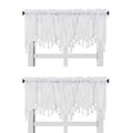 Solid Faux Silk Swag Waterfall Cascade Ascot Window Curtain Valance w/Tassels Trim 55  x18  Wave (2, White)