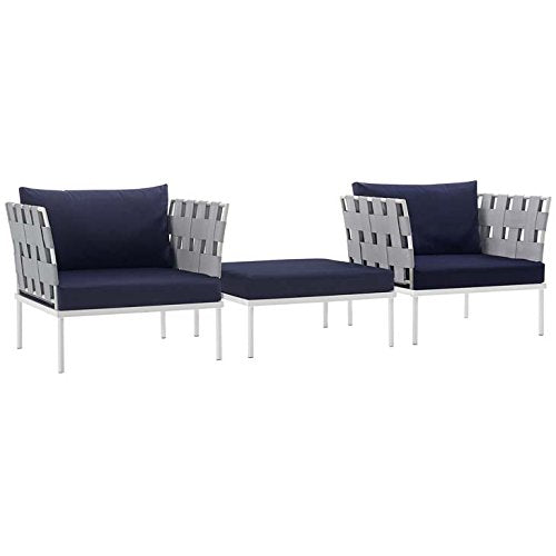 Modway Des 3 Piece Outdoor Patio Aluminum Sectional Sofa Set WL-03195-MW