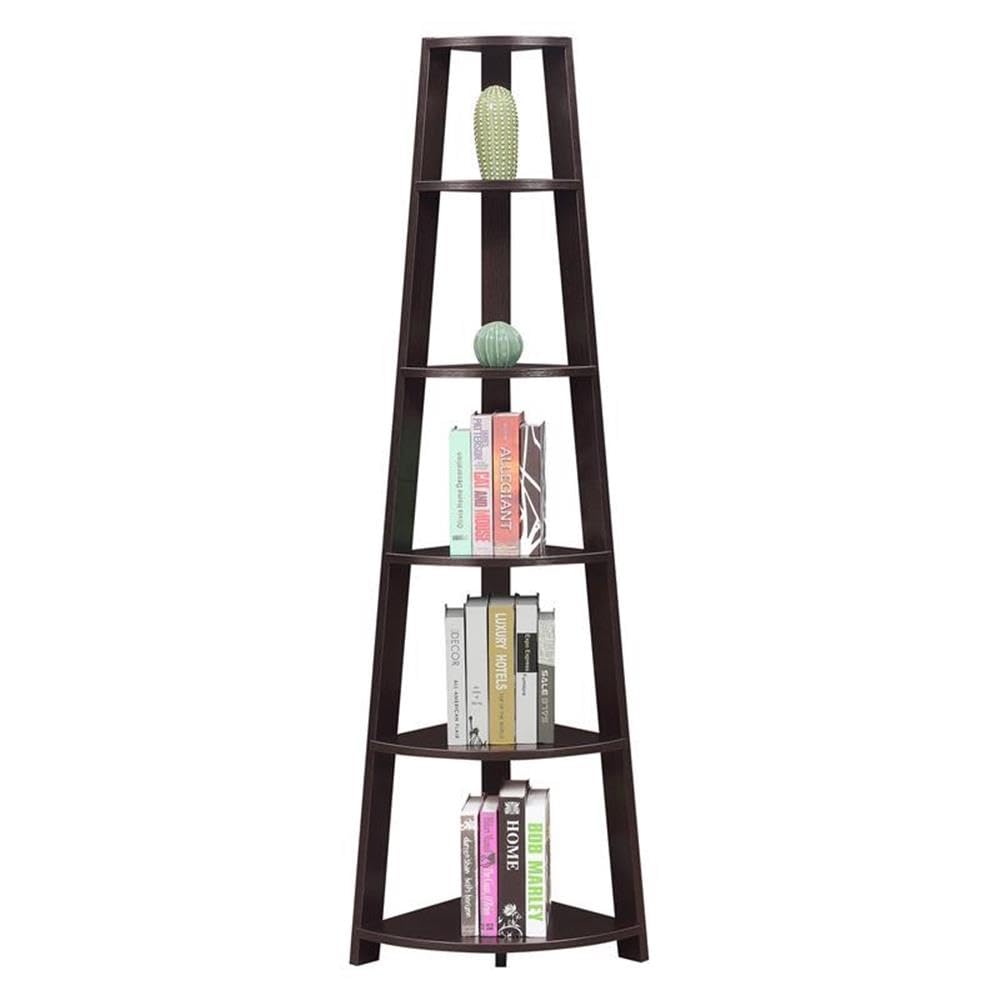 Convenience Concepts Newport 5 Tier Corner Bookcase, Espresso