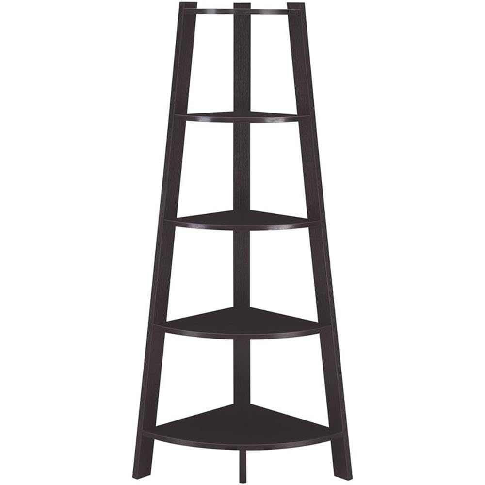 Convenience Concepts Newport 5 Tier Wide Corner Bookcase, Espresso