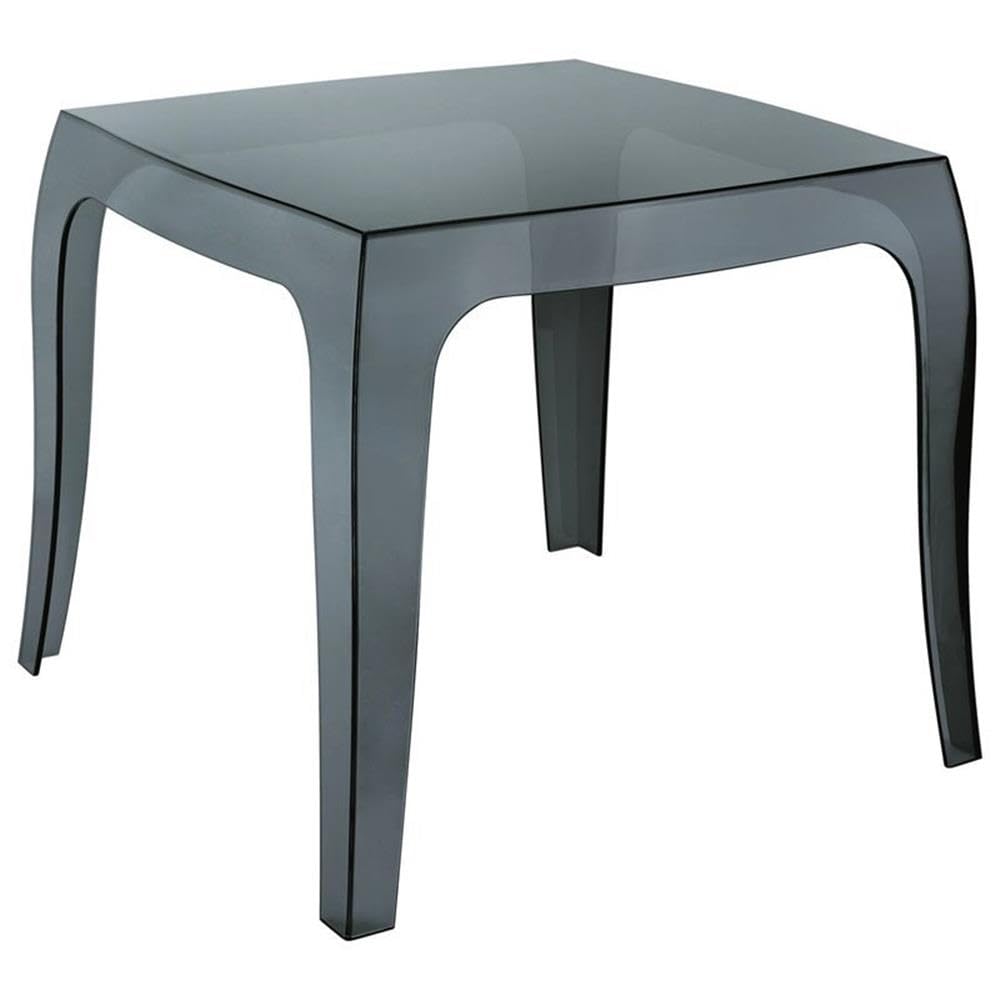 Compamia Queen Polycarbonate Patio Side Table in Transparent Black, Commercial Grade