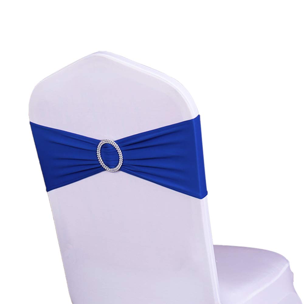 WENSINL Pack of 100 Wedding chair Sash, Elastic chair Bands with Buckle Slider, chair Bows for Wedding Decorations, Without Whit