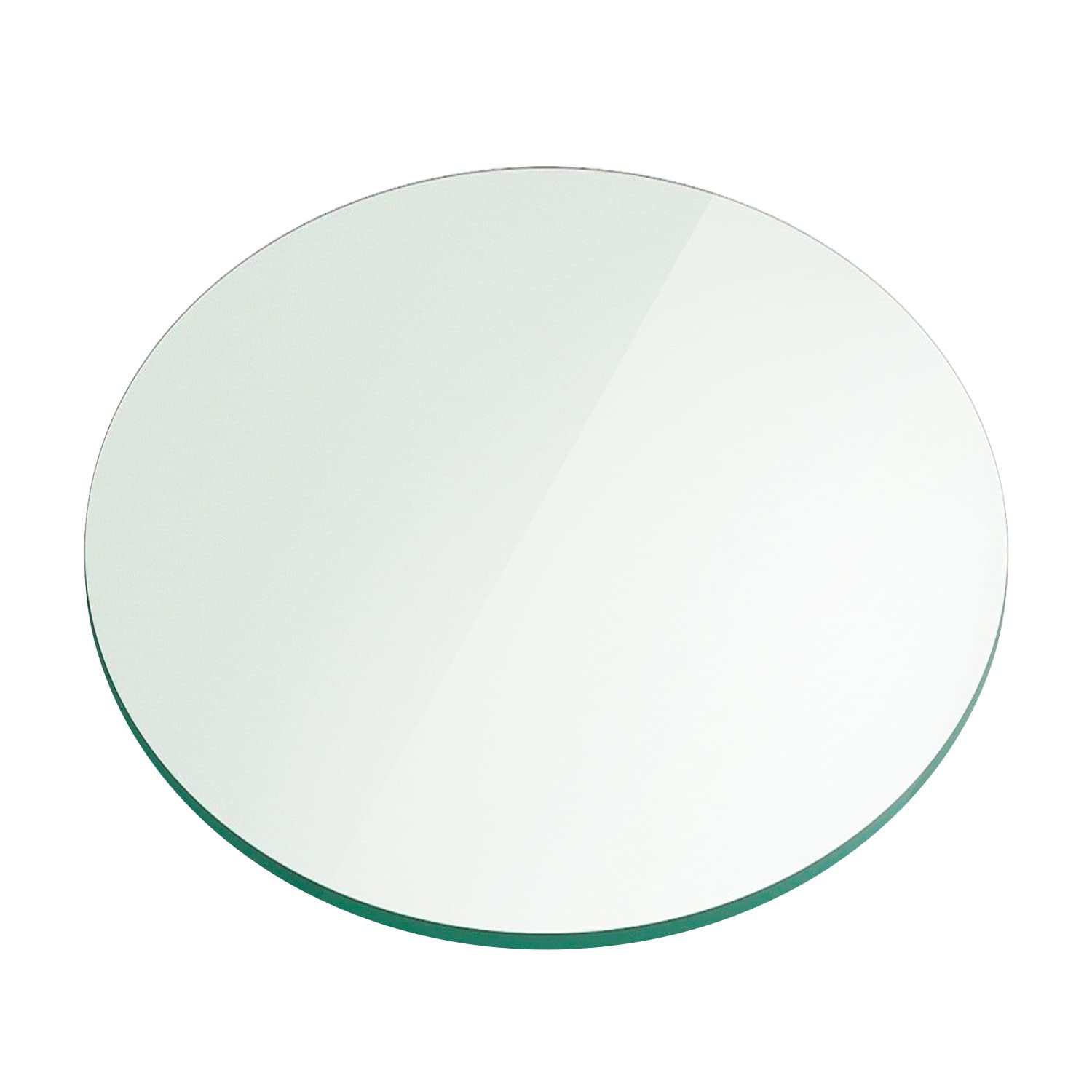 Fab Glass and Mirror 16 Inch Round 3/8 Inch Thick Flat Polish Tempered Glass Table Top, 16, Clear