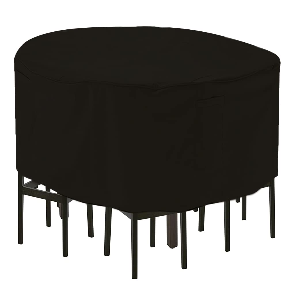 Izzybang 94 Inch Tall Round Patio Bar Height Table and Chair Set Cover Heavy Duty Waterproof High Outdoor Table Chair Set Covers