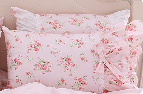 LELVA Floral Ruffle Design Throw Pillow Sham Cushion Pink Heart Decoration Pillow Shaped Sofa Bed Throw Pillows