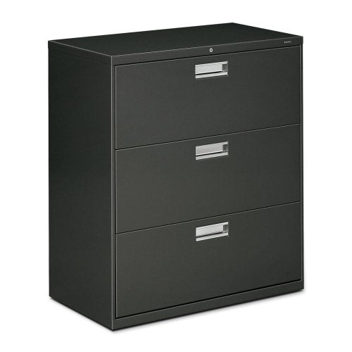HON 600 Series Standard Lateral Files w/Locks-3 Drawer Lateral File W/Lock, 36x19-1/4x40-7/8, Charcoal