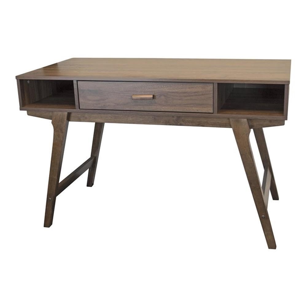 OS Home and Office Model Mid Century One Drawer and Sturdy Legs desk, brown