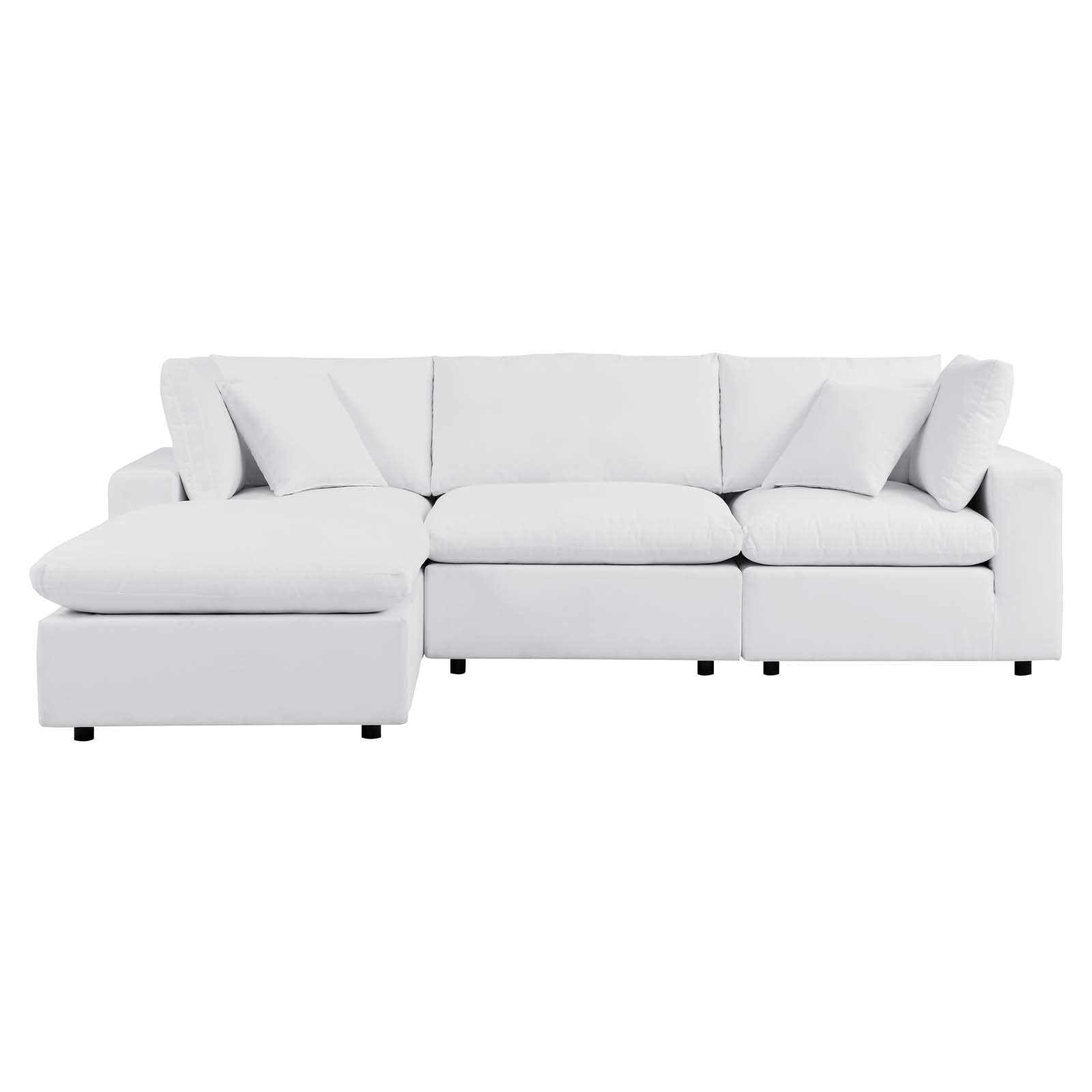 Modway EEI-5581-WHI Outdoor Patio Sectional Sofa, 4 Piece w/Chase, White