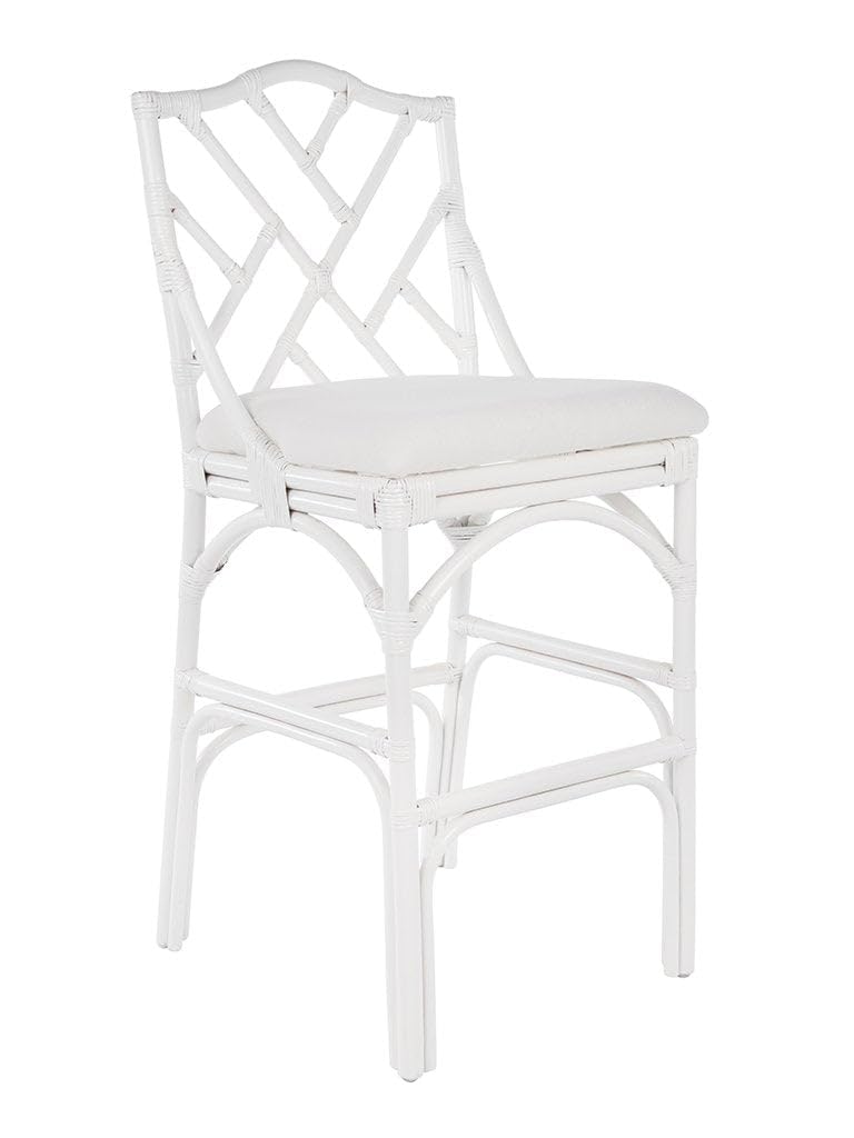 KOUBOO Chippendale Rattan Barstool, White