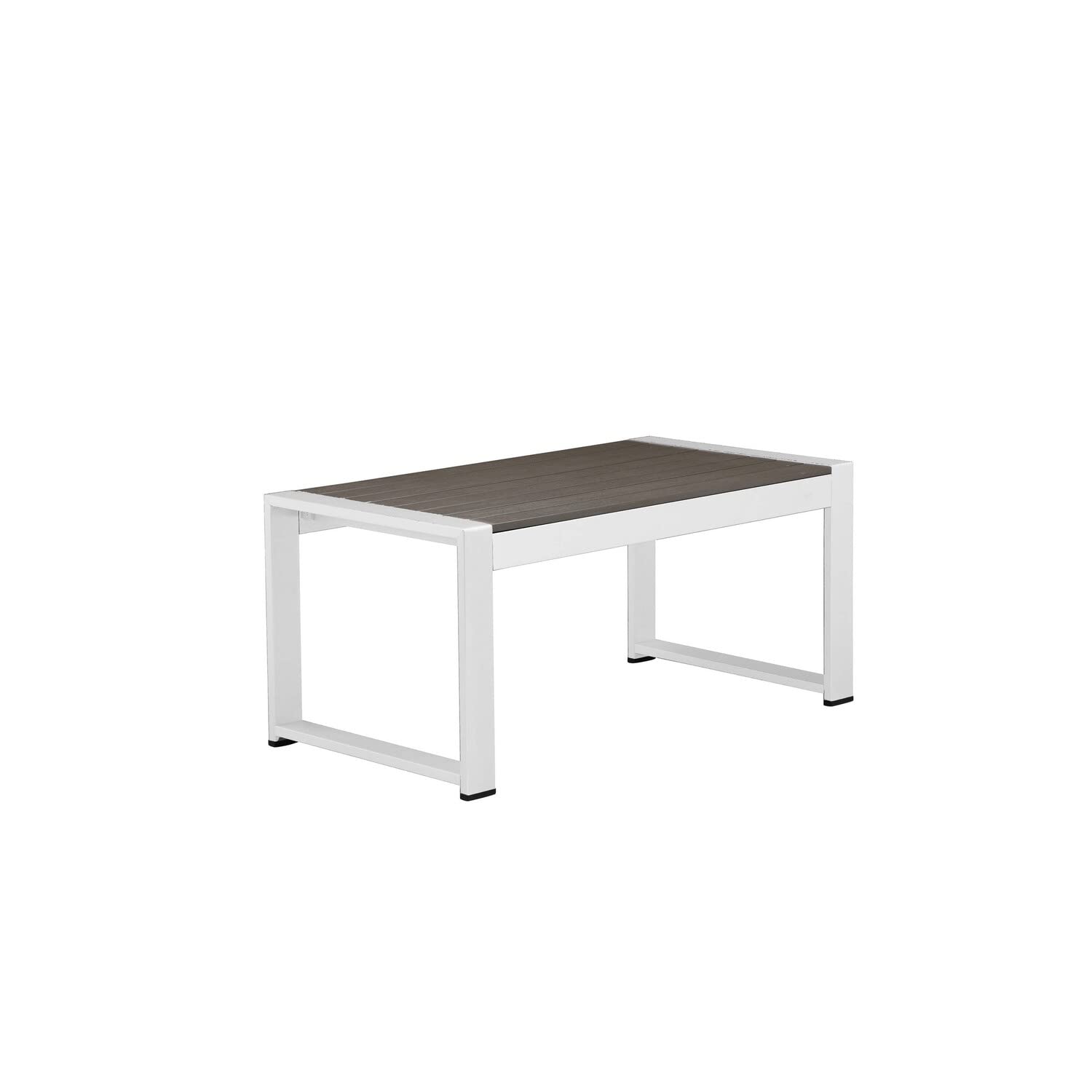 Benjara BM205671 Outdoor Metal Coffee Table with Panel Design, Brown and White