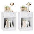 FOTOSOK Nightstand, Set of 2, 2-Tier Side Table with Drawer and Storage Shelf, Bedside Table End Table, Modern Night Stand for B