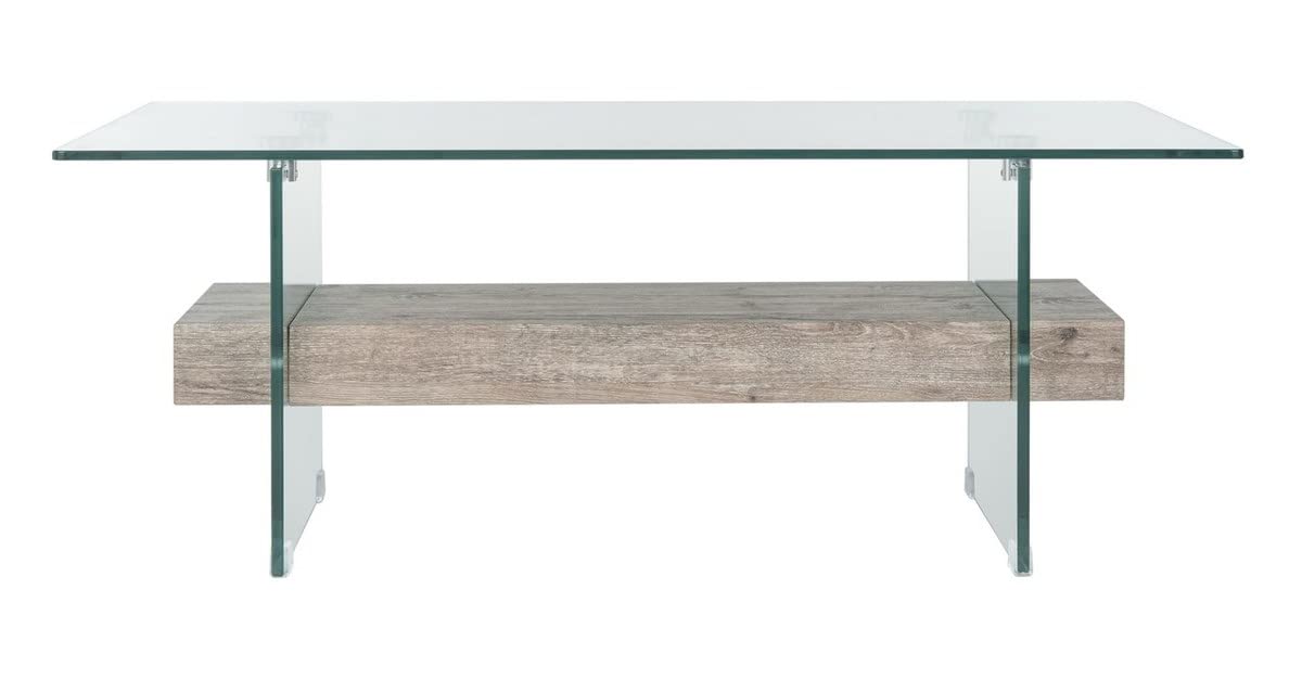 Safavieh Home Kayley Grey Oak and Glass Coffee Table