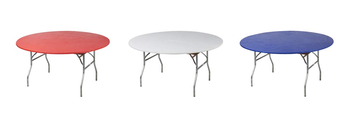 Kwik-Covers Round Fitted Plastic Table Covers, 60 (5 Feet), Red, White, Blue