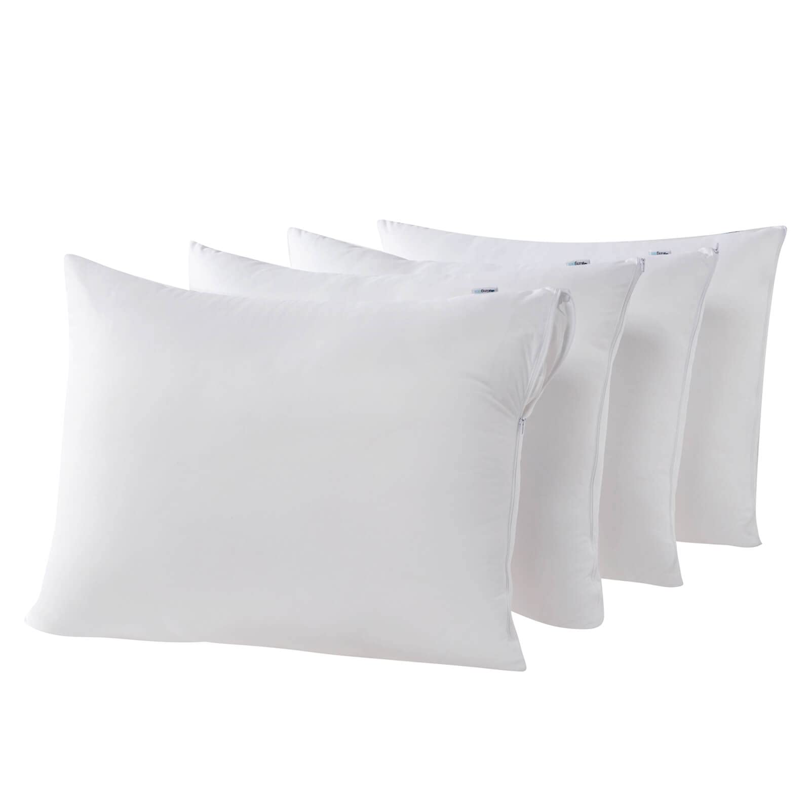 4 Pack Waterproof Down Feather Proof Pillow Protectors with Zipper Queen Size Set of 4 Protective Covers for 20x30 20x28 Bed Pil