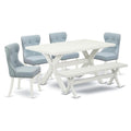 East West Furniture X026SI215-6 6 Piece Modern Dining Table Set Contains a Rectangle Wooden Table and 4 Baby Blue Linen Fabric U