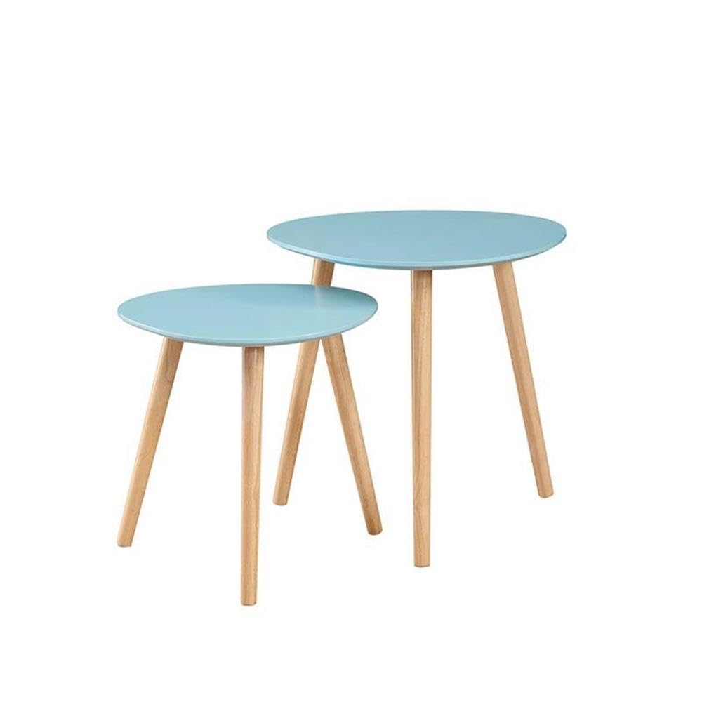 Convenience Concepts Oslo Nesting End Tables, Sea Foam / Light Oak