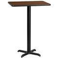 Flash Furniture Stiles 24 x 30 Rectangular Walnut Laminate Table Top with 22 x 22 Bar Height Table Base