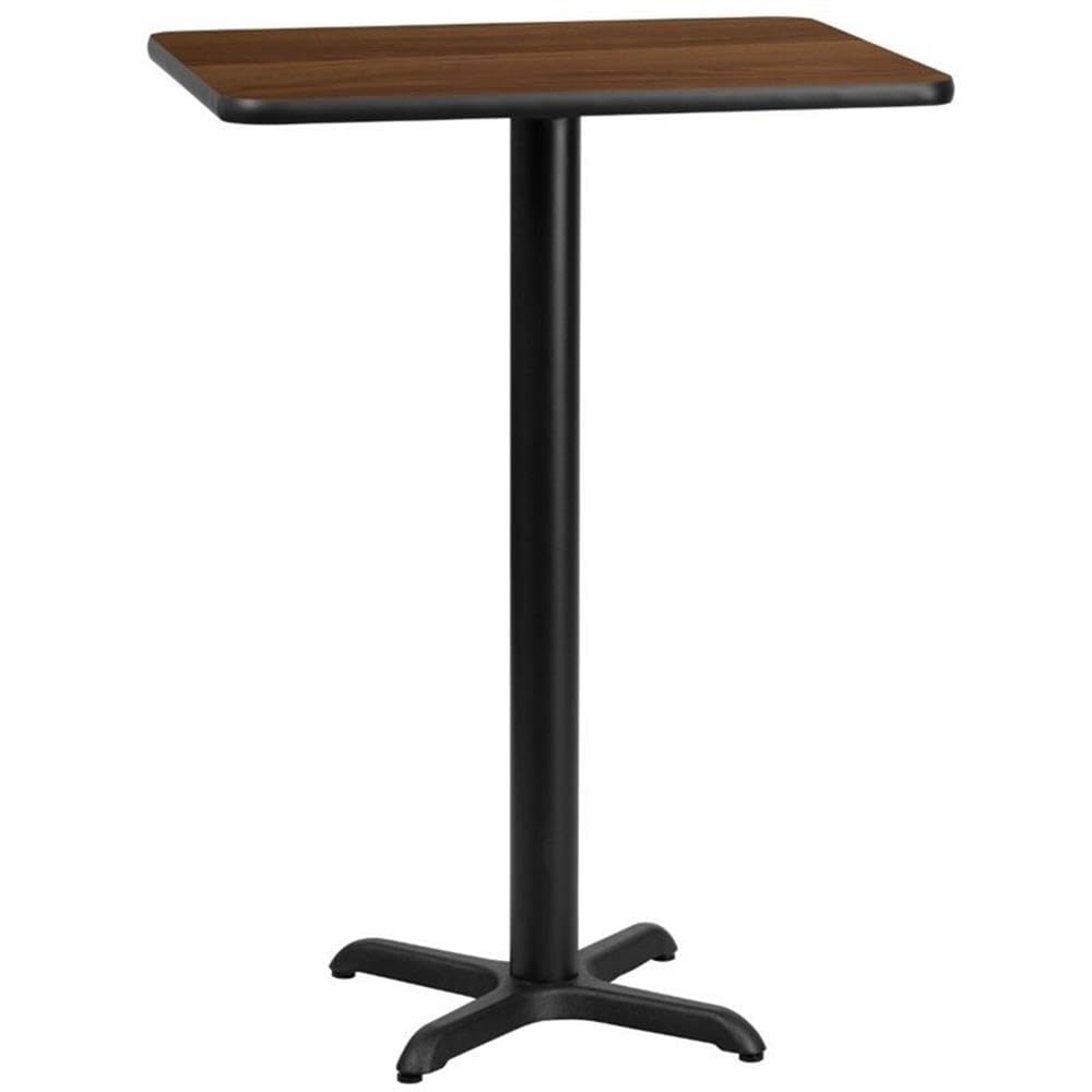 Flash Furniture Stiles 24 x 30 Rectangular Walnut Laminate Table Top with 22 x 22 Bar Height Table Base