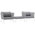 Modway Des 3 Piece Outdoor Patio Aluminum Sectional Sofa Set WL-03194-MW