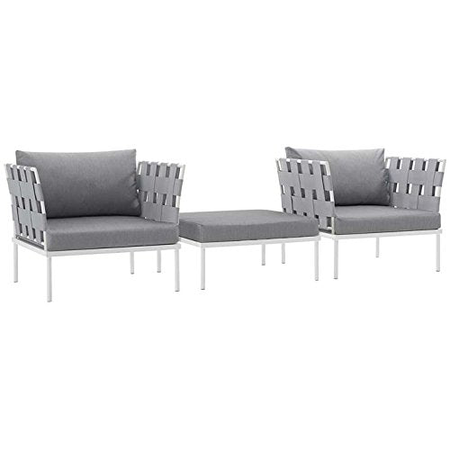 Modway Des 3 Piece Outdoor Patio Aluminum Sectional Sofa Set WL-03194-MW