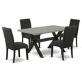 East West Furniture X696DR124-5 5 Piece Dining Table Set for 4 Includes a Rectangle Kitchen Table with X-Legs and 4 Black Color 