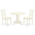 East West Furniture SHDA3-WHI-C 3 Piece Dining Room Table Set Contains a Round Kitchen Table with Pedestal and 2 Linen Fabric Up