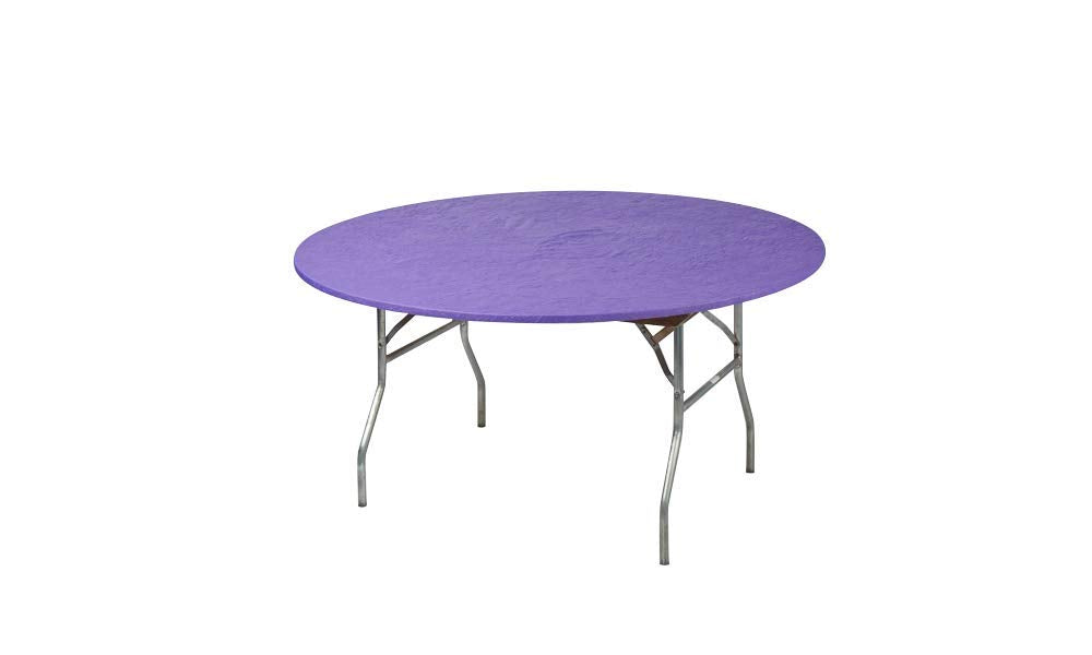 Kwik-Covers 60 Round Fitted Plastic Table Covers, Bundle of 5 (Purple)