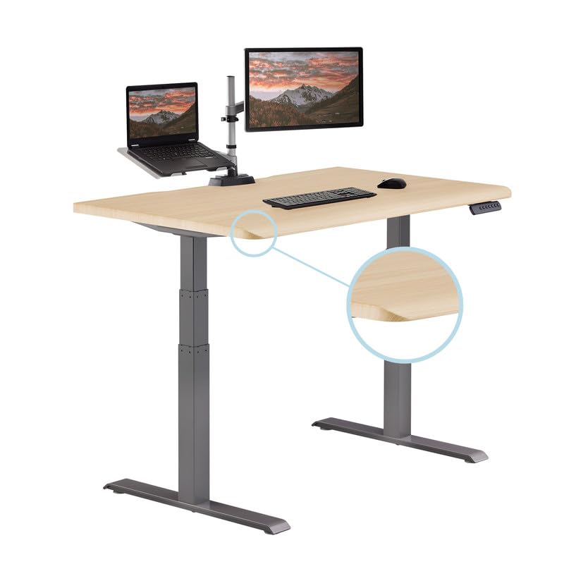 Vari ComfortEdge Electric Height Adjustable Standing Desk- Varidesk Home Office Computer Desk- Sloped Ergonomic Front Edge, Stab