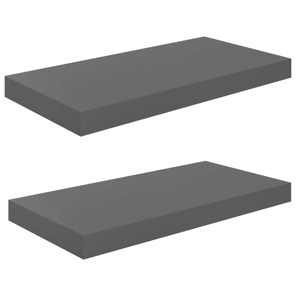 vidaXL Gray High Gloss Floating Wall Shelves Set, Modern Metal and Honeycomb MDF Floating Display Racks, 19.7 Long Decorative Wa