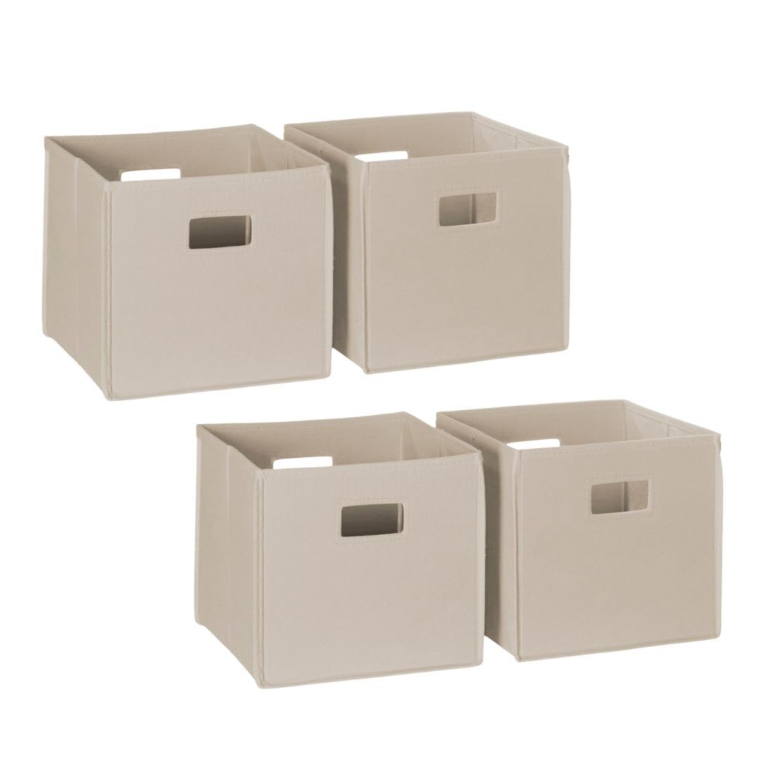 RiverRidge Folding Storage Bins with Handles Taupe Cube Storage Organizer for Closet, Bedroom & Playroom - Closet Organizers and