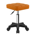 FURWOO Square Swivel Stool with Wheels PU Leahter Rolling Stool Height Adjustable Stool for Spa Salon Massage Pale Brown
