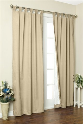 Commonwealth Home Fashions 70292-153-758-95 Thermalogic Insulated Solid Color Tab Top Curtain Pairs 95 in.44; Khaki