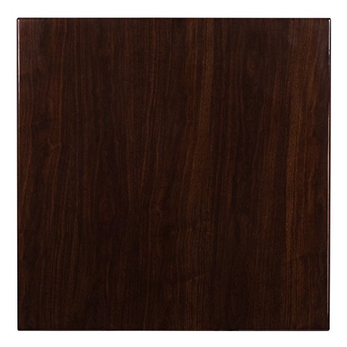 Flash Furniture Glenbrook 36 Square High-Gloss Walnut Resin Table Top with 2 Thick Drop-Lip