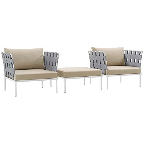 Modway Des 3 Piece Outdoor Patio Aluminum Sectional Sofa Set WL-03193-MW