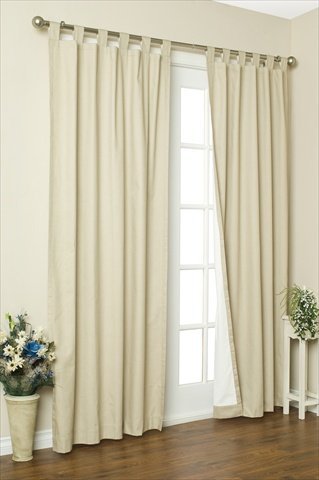 Commonwealth Home Fashions 70292-153-103-84 Thermalogic Insulated Solid Color Tab Top Curtain Pairs 84 in.44; Natural