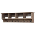 Prepac Drifted Gray 60 Contemporary Wall Mounted Coat Rack, Coat Hooks Wall Mount with 4 Shelves, Ideal for Hallway or Entryway 