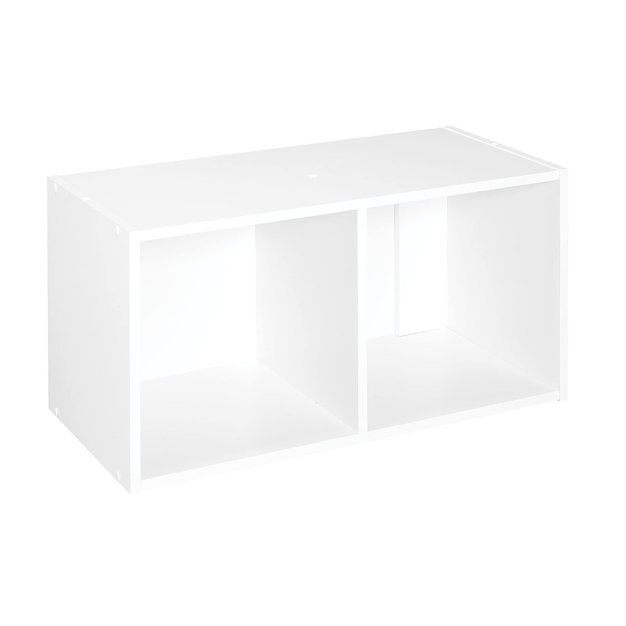 ClosetMaid Cubeicals 2 Cube Storage Shelf Organizer Bookshelf, Stackable or Hanging Wall Mount, Easy Assembly, White Wood Finish