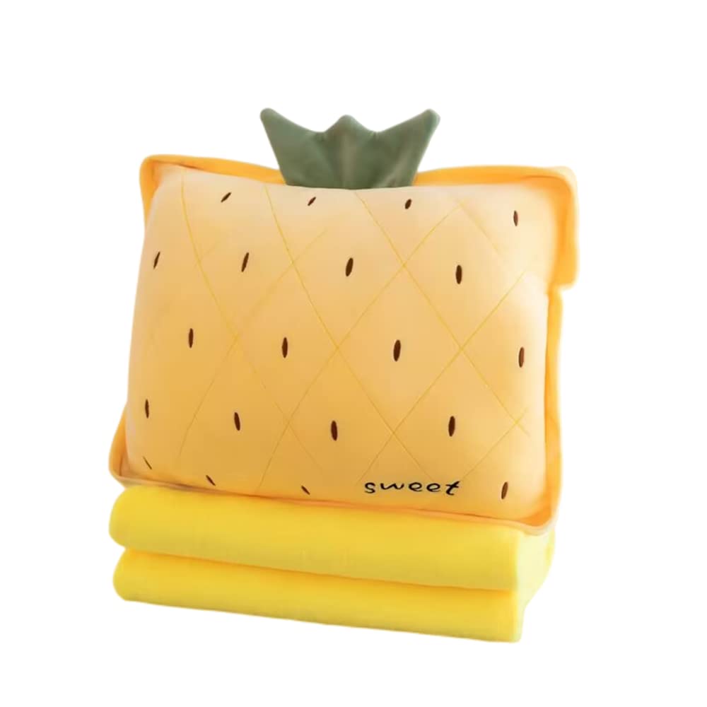 Rikyo 15 Stuffed Fruit Travel Blanket and Pillow Set,3 in 1 Plush Stuffed Hugging Pillow with Warming Hands Pillow Blanket for K