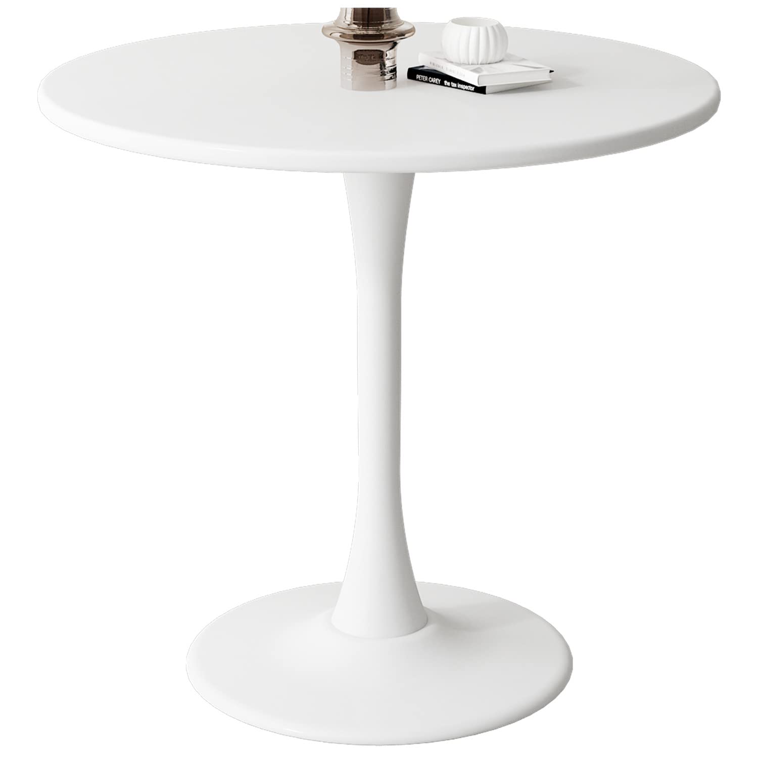 Kasinali White Round Table Modern Tulip Dining Table White Round Kitchen Table Mid Century Coffee Table for Living Room, 24 inch