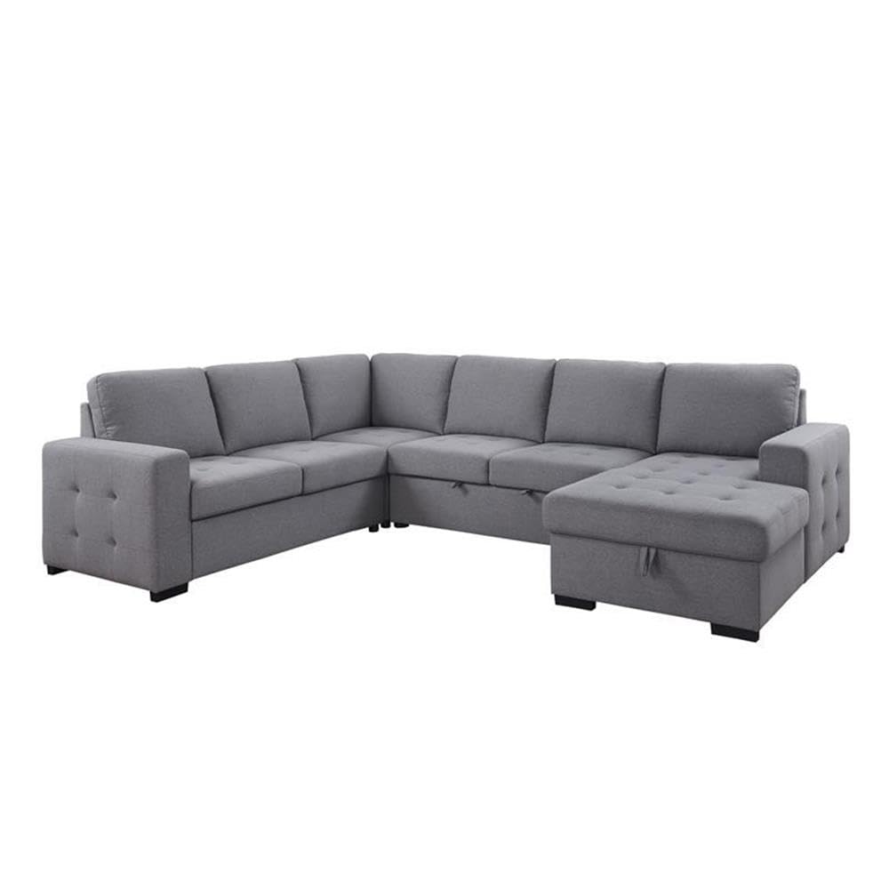 Acme Nardo Fabric Storage Sleeper Sectional Sofa in Gray