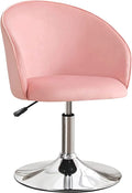 Furniliving Swivel Vanity Chair Contemporary Round Velvet Back Tilt Accent Chair 360 Makeup Chair with Chrome Frame Height Adjus