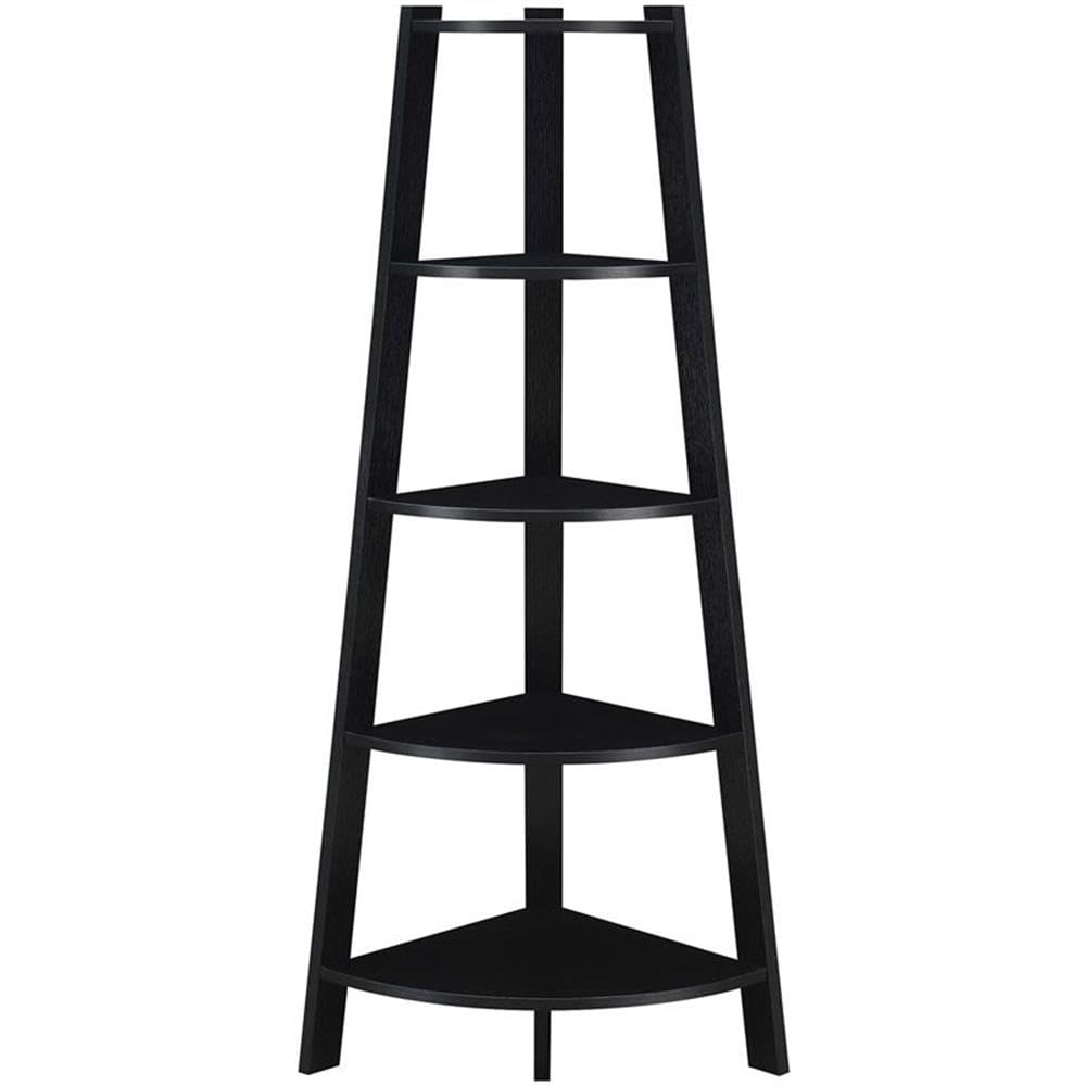 Convenience Concepts Newport 5 Tier Wide Corner Bookcase, Black