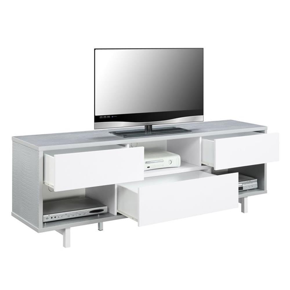 Convenience Concepts Newport Ventura 60 TV Stand, Gray Faux Croc / White