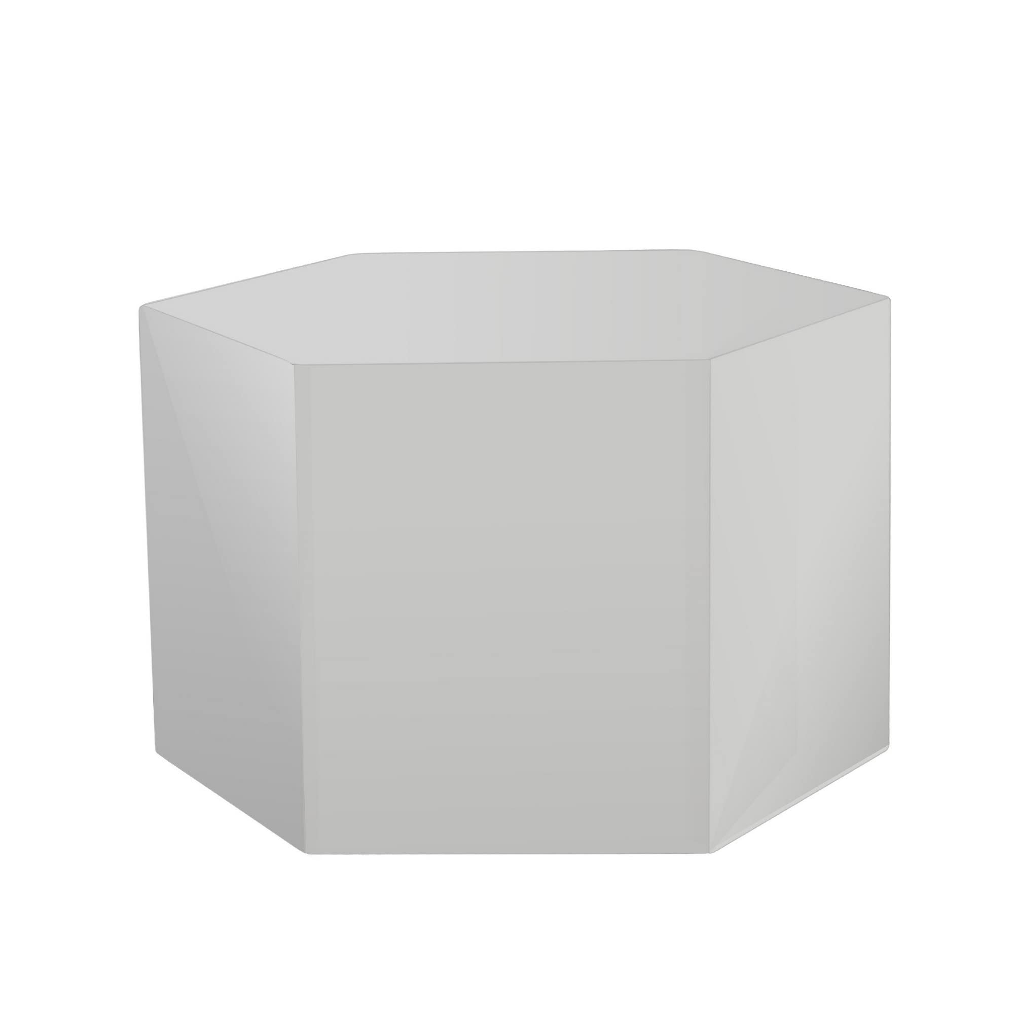 Benjara CID Keli 15 Inch Modular End Table, Small, Glossy, Light Gray
