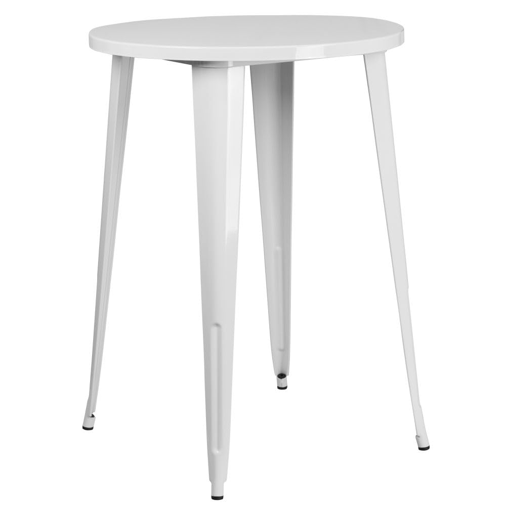 Flash Furniture Philip Commercial Grade 30 Round White Metal Indoor-Outdoor Bar Height Table