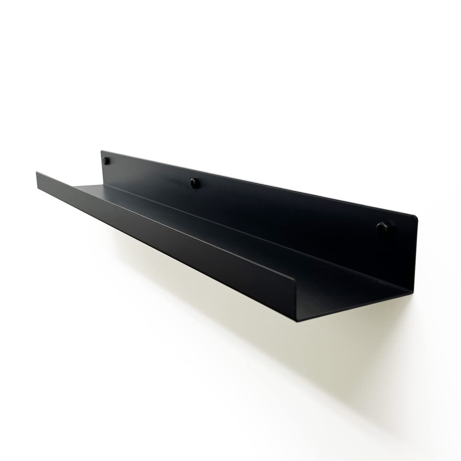 Mitus Floating Display Shelf - Wall Mounted - Modern Industrial Metal Channel Ledge Black, 24 inch