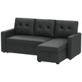 Devion Furniture L-Shaped Polyester Fabric Reversible, Easy Convertible Pull-Out Sleeper Sectional Sofa/Storage Chaise with Tuft